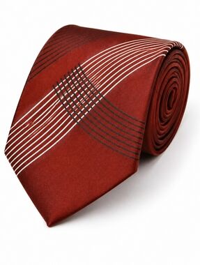 Donna Karan NY Silk Tie Red Geometric Pattern Mens 57” NWT Designer
